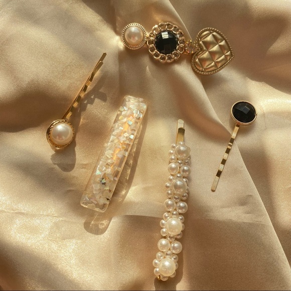 💕Last one Hair Accessory Pearls Golden Stone Hair Clip - Picture 5 of 8